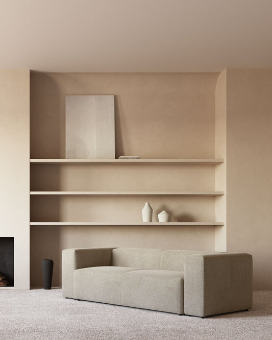 Canapé Blok 3 places en chenille beige 240 cm – Certifié FSC Mix Credit