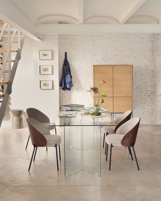 Table Burano en verre 200 x 90 cm