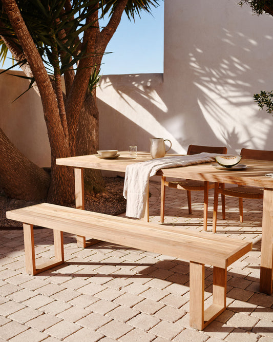 Banc 100 % d'extérieur Canadell en bois de teck recyclé 210 cm