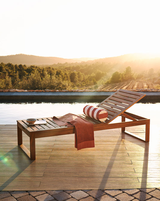 Chaise longue de jardin Sulamita en bois d'acacia FSC 100 %