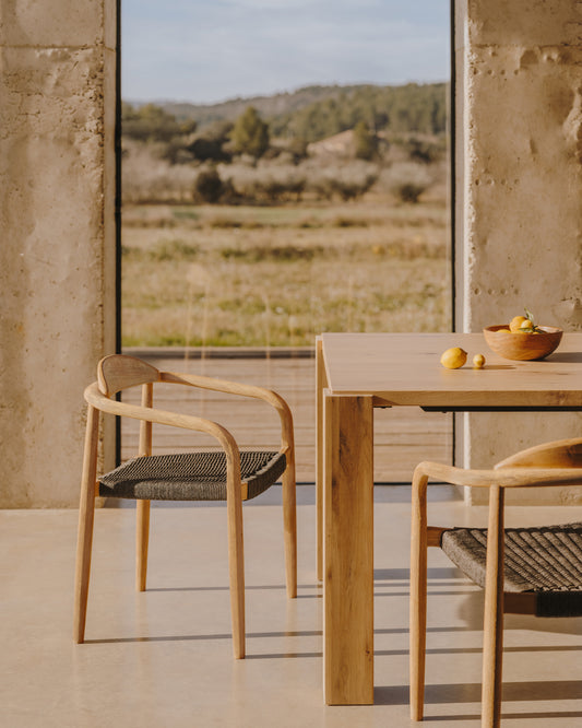 Chaise Nina en bois d'acacia et corde noire FSC 100%