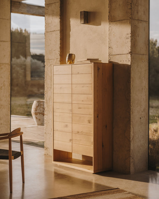 Buffet haut Alguema 2 portes en placage de chêne finition naturelle 100 x 163,5 cm