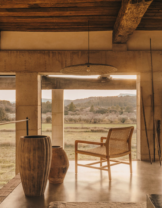 Abat-jour pour suspension Cruilles en fibres naturelles avec finition naturelle Ø 100 cm