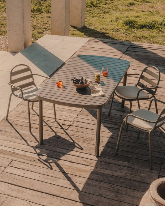 Table de jardin Joncols en aluminium finition peinture verte 180 x 90 cm