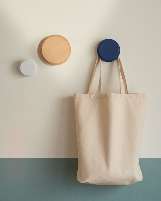 Lot Nadua de 3 patères en bois de hêtre couleur bois, bleu et blanc