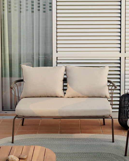 Canapé Salguer 2 places en corde verde et acier finition peinture marron 134 cm