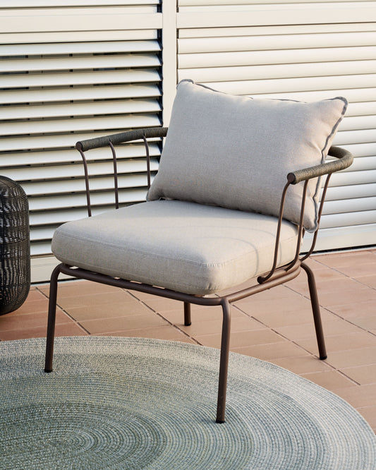 Fauteuil Salguer en corde et acier finition peinture marron