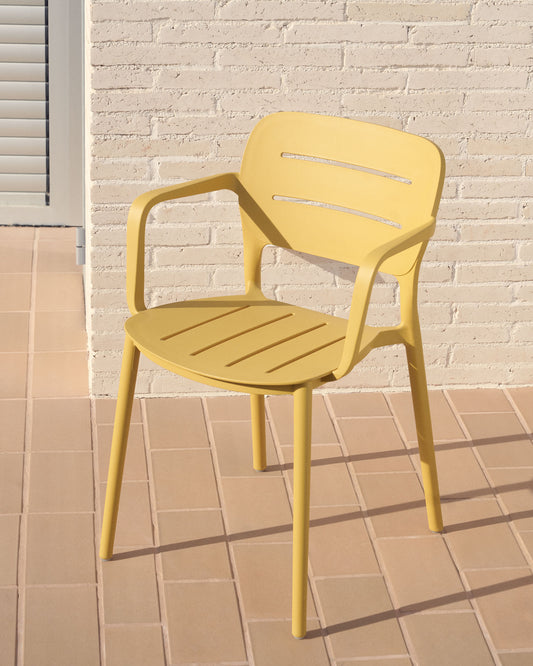Chaise de jardin Morella en plastique moutarde