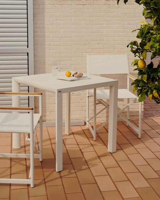 Table de jardin Culip en aluminium finition blanche 77 x 77 cm