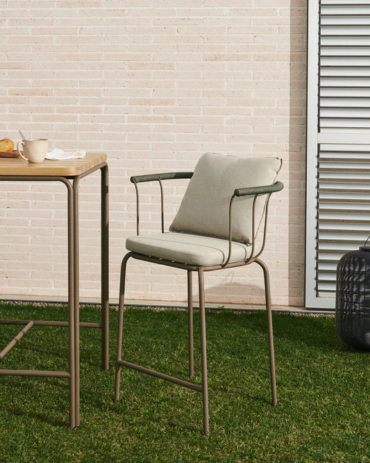 Tabouret Salguer en corde et acier finition peinture marron 66 cm