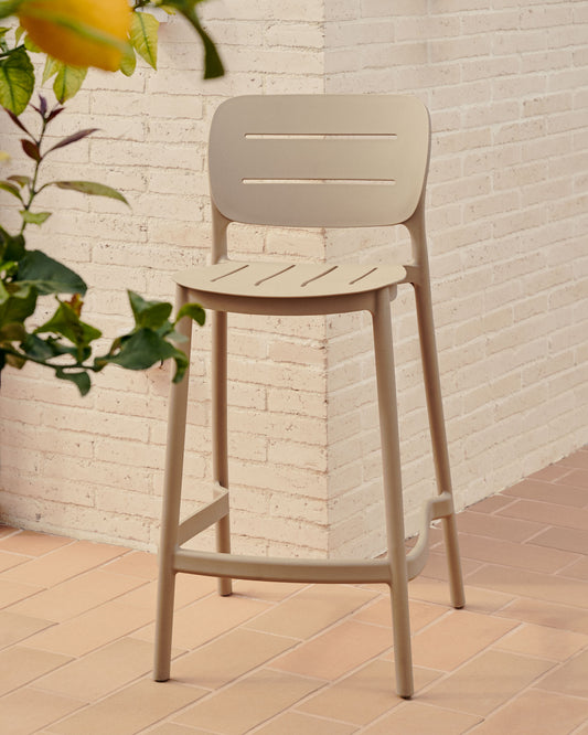 Tabouret d'extérieur Morella en plastique beige hauteur 65 cm