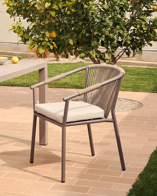 Chaise de jardin Xelida en aluminium et corde marron