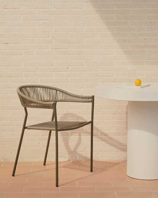 Chaise de jardin Futadera en corde synthétique verte et acier peint vert