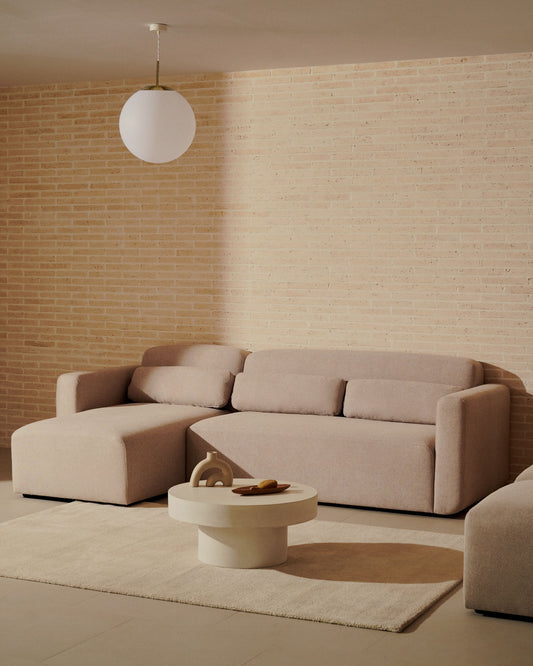Canapé modulable Neom 3 places méridienne droite/gauche tissu structuré beige 263 cm FSC Mix Credit