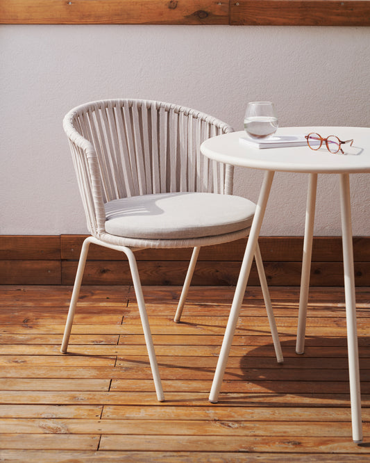 Chaise d'extérieur Saconca en corde et acier galvanisé grise