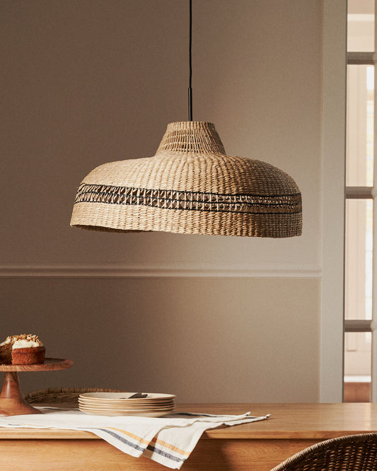 Abat-jour pour suspension Rupia fibres naturelles avec finition naturelle et noire Ø 55 cm