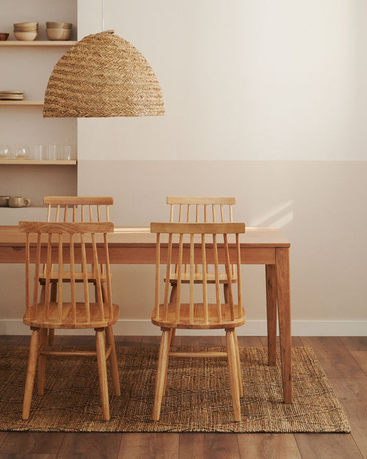 Table extensible Yain en placage et bois de chêne 160 (220) x 80 cm