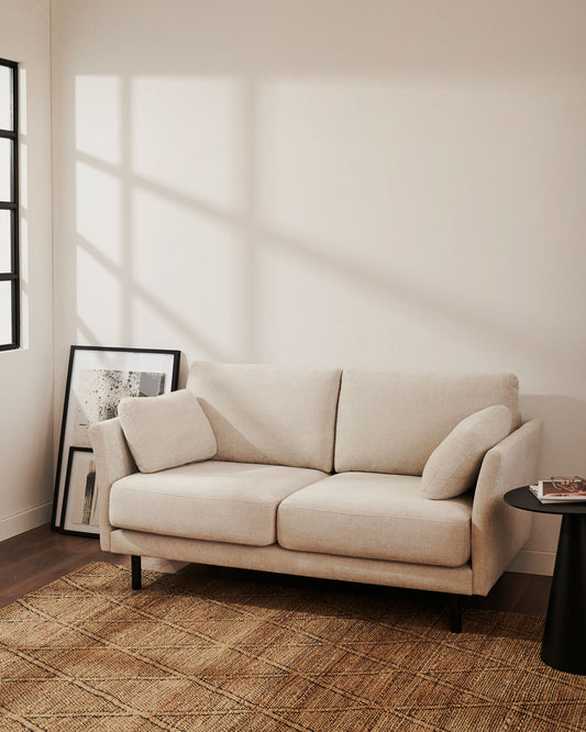 Canapé Gilma 2 places chenille perle avec pieds finition noire 170 cm