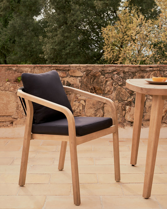 Chaise Malaret en bois d'eucalyptus et corde noire FSC