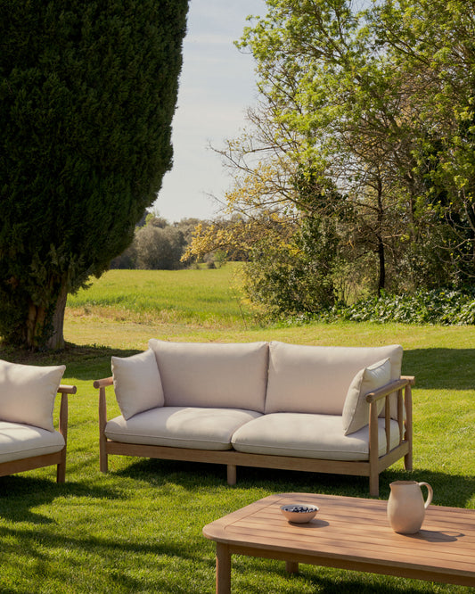 Canapé Sacova 2 places en bois d'eucalyptus 195 cm