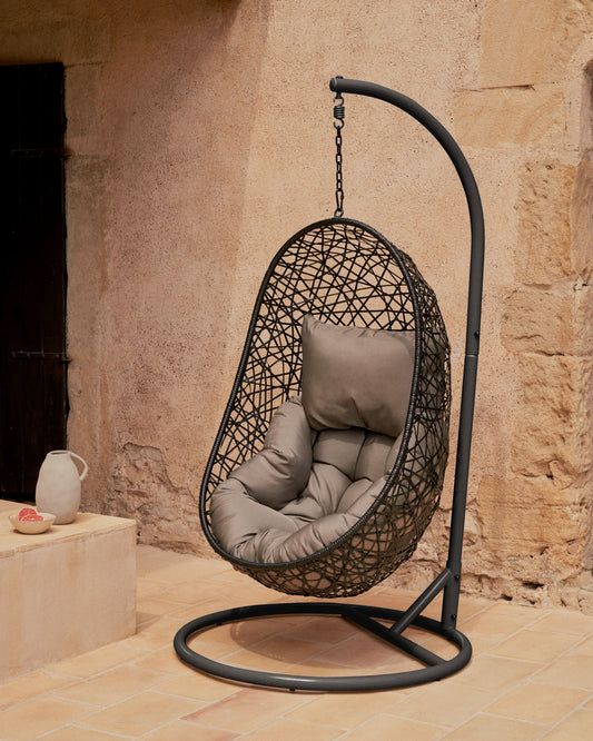 Fauteuil suspendu sur pied Florina gris foncé