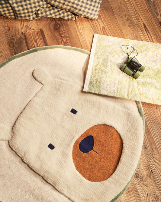 Tapis rond Zelda en coton blanc d'ours Ø 100 cm