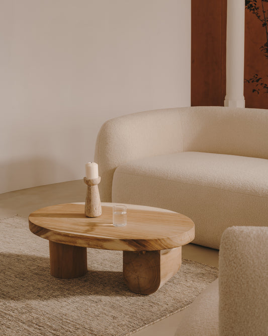 Table basse Mosi en bois de mungur Ø 90 x 60 cm