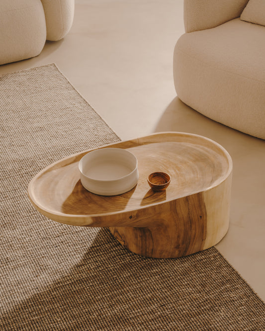 Table basse avec pied Mosi en bois de mungur Ø 90 x 50 cm