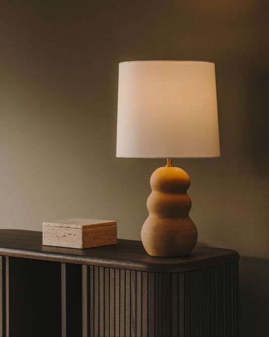 Lampe de table Madsen en terracotta et abat-jour blanc