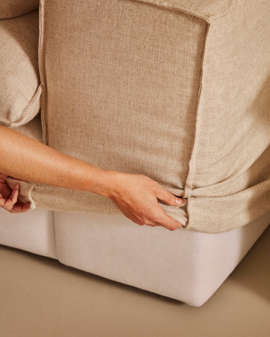 Housse pour canapé Anarela 2 places en lin beige