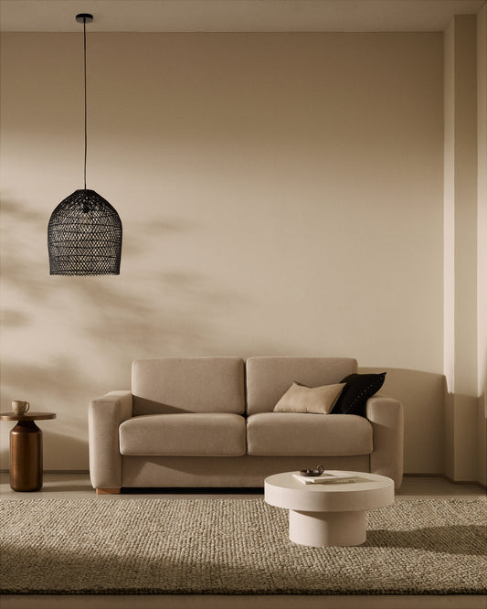 Canapé-lit Anley 2 places beige avec pieds en bois de hêtre 204 cm FSC Mix Credit