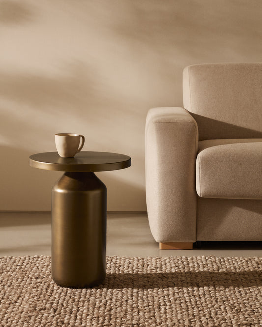 Table d'appoint ronde Malya en métal avec finition cuivre Ø 40,5 cm