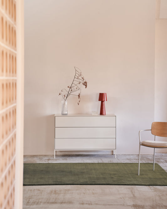 Commode Vedrana 3 tiroirs DM laqué blanc 110 x 75 cm