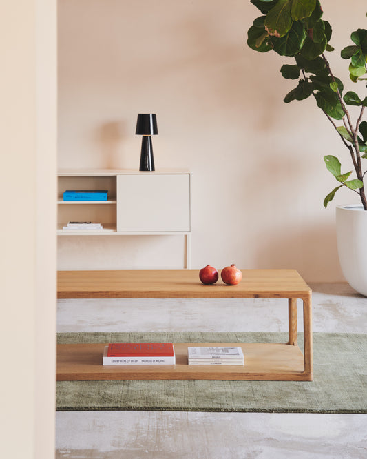 Table basse Maymai en bois de chêne 140 x 65 cm