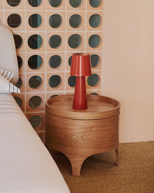 Table de chevet Octavia en contreplaqué de frêne FSC Mix Credit Ø 55 cm