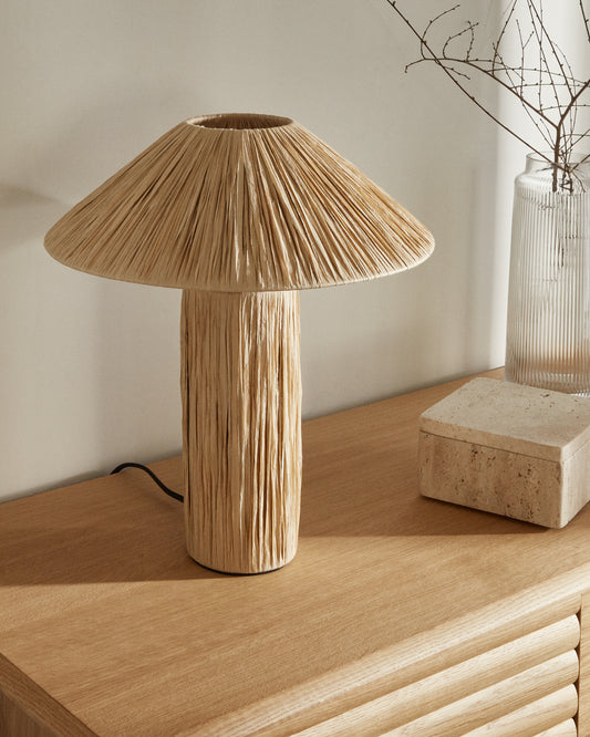 Lampe de table Samse en raphia naturel