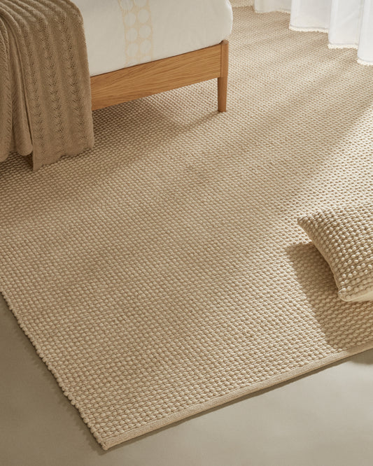 Tapis Mascarell en coton et polyester blanc 200 x 300 cm