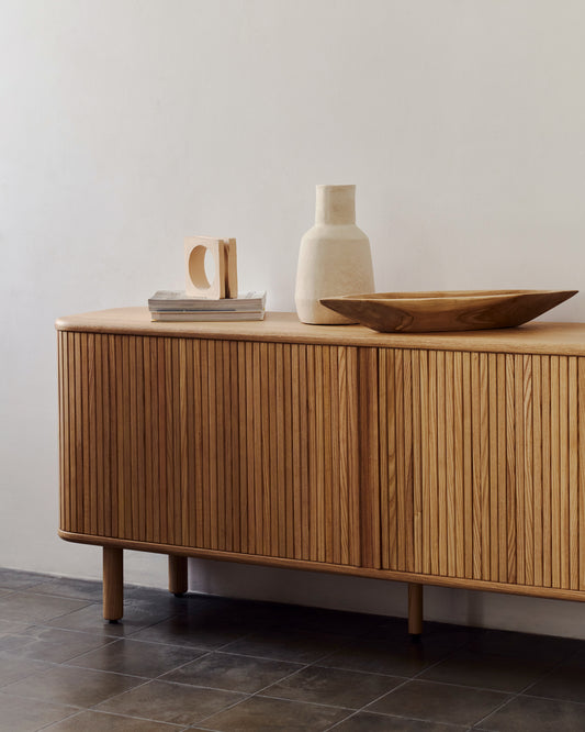 Buffet Mailen 2 portes en placage de frêne avec finition naturelle 180 x 75 cm