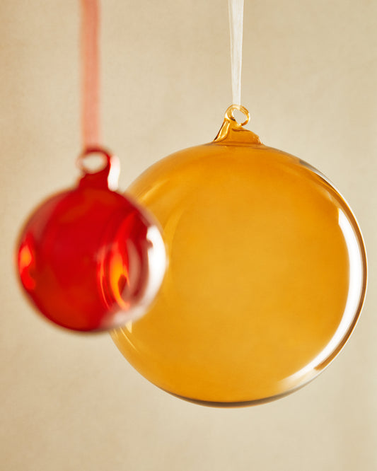 Boule de Noël grande Aucan en verre orange