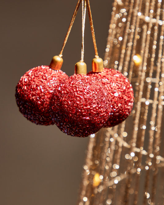 Set Briam de 3 boules suspendues de décoration petites rouges
