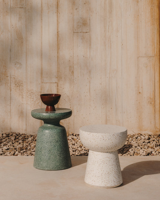 Table d'appoint extérieure Mesquida en terrazzo vert Ø 39 cm