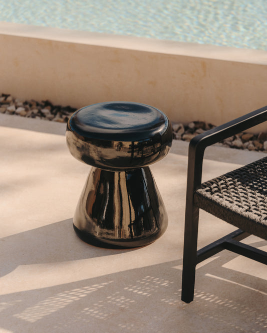 Table d'appoint Manya en cerámique noir Ø 38 cm