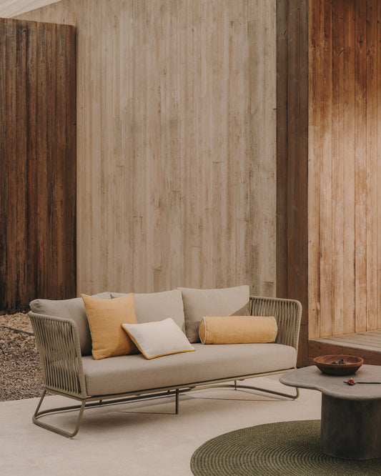 Canapé 3 places d'extérieur Saconca en corde et acier galvanisé vert 189 cm