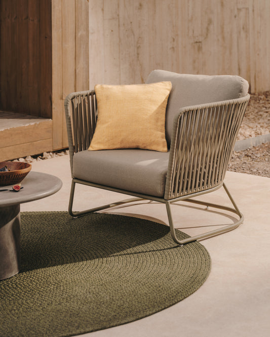 Fauteuil d'extérieur Saconca en corde et acier galvanisé vert