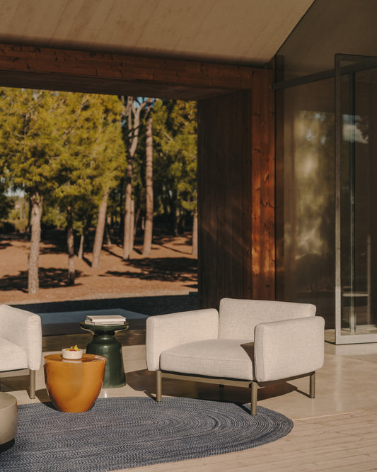 Fauteuil modulable d’extérieur Sorells gris et aluminium gris