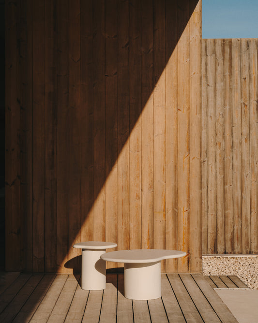 Table basse Macarella en ciment blanc 83 x 77 cm