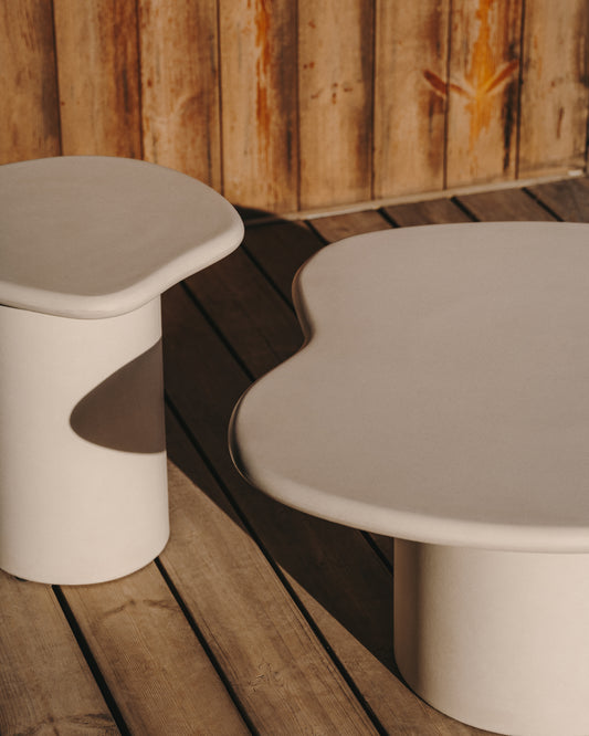 Table d'appoint Macarella en ciment blanc 48 x 47 cm