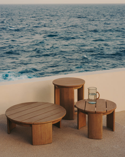 Table basse Xoriguer en bois d’eucalyptus Ø90 cm FSC 100 %