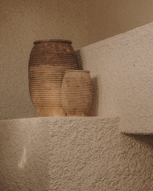 Ensemble Llonga de 2 pots de fleurs en terre cuite, finition naturelle Ø 54 / 32 cm