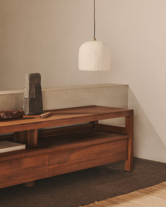 Plafonnier Calvia en papier mâché blanc Ø 25 cm